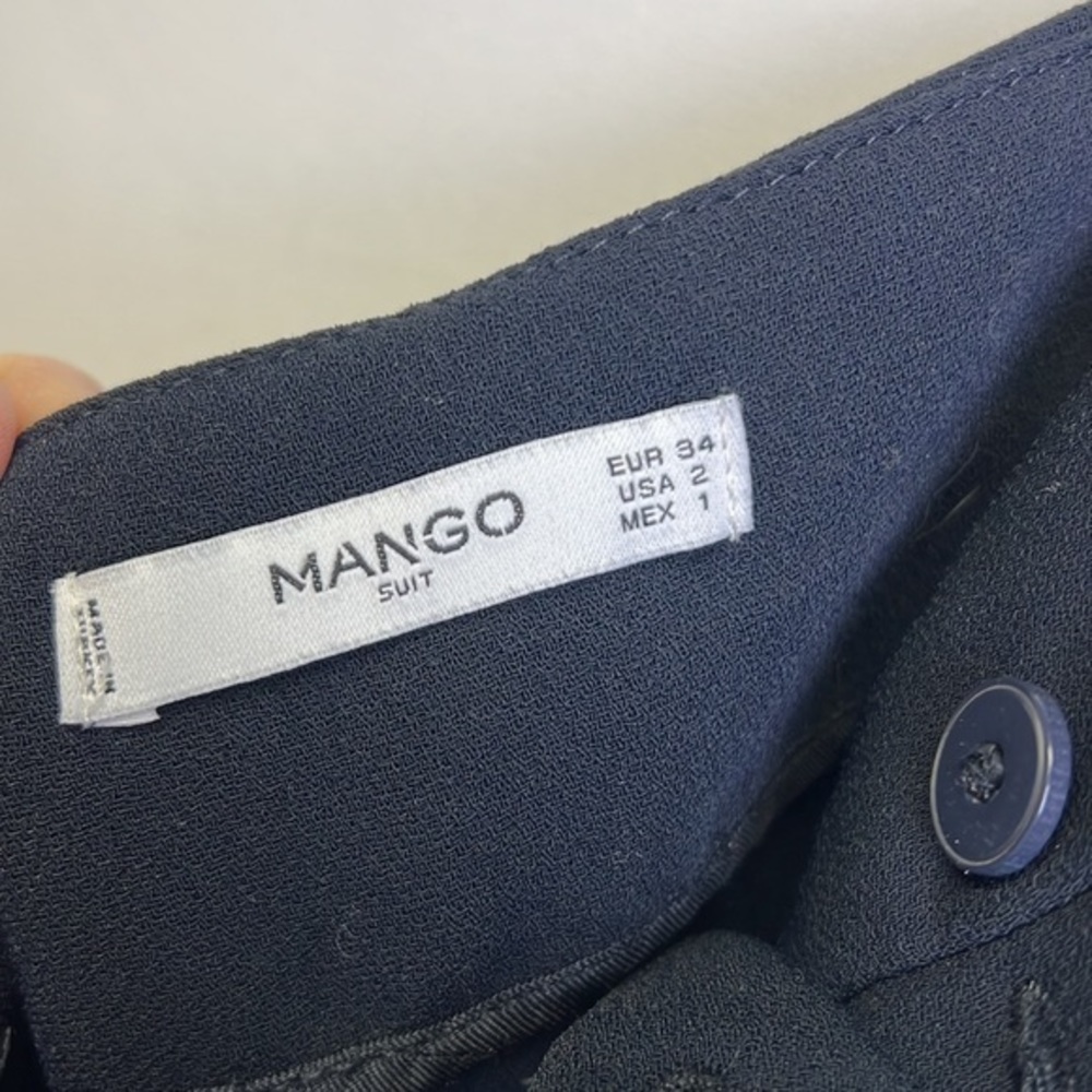 Mango Suit Paper Bag waist Navy Dress Pants Womens Size 2 - Picture 4 of 6